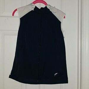 Navy and white hooded vest Sz S NWOT